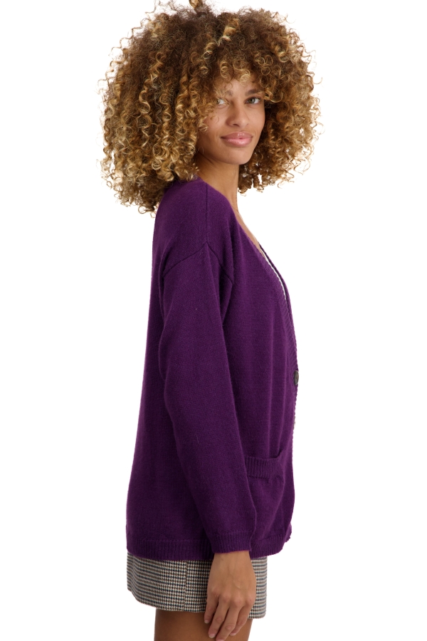 Baby Alpakawolle kaschmir pullover damen strickjacken cardigan toulouse violett xs